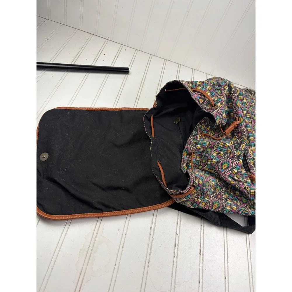 Mossimo Vintage Y2K Boho Hippie Tribal Multicolor Yin Yang Backpack Bookbag